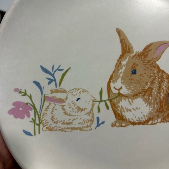 Bunny Rabbit Easter Spring 8" bamboo Melamine Salad Appetizer Plate Threshold - Picture 6 of 6
